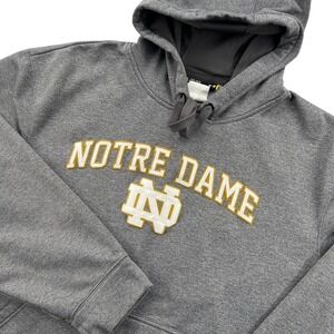 Under Armour Storm Notre Dame Hoodie Men XL Gray Embroidered Logo Fleece Gameday